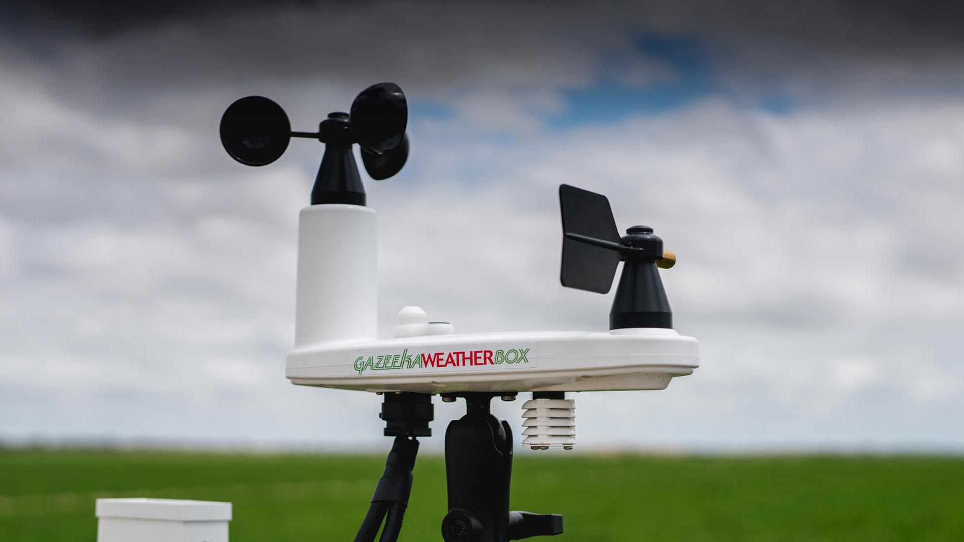 Gazeeka WeatherBox weather station in the field